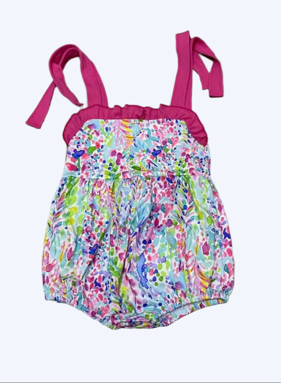 TROPICAL WAVE WATERCOLOR BUBBLE WITH SHOULDER STRAP TIE
