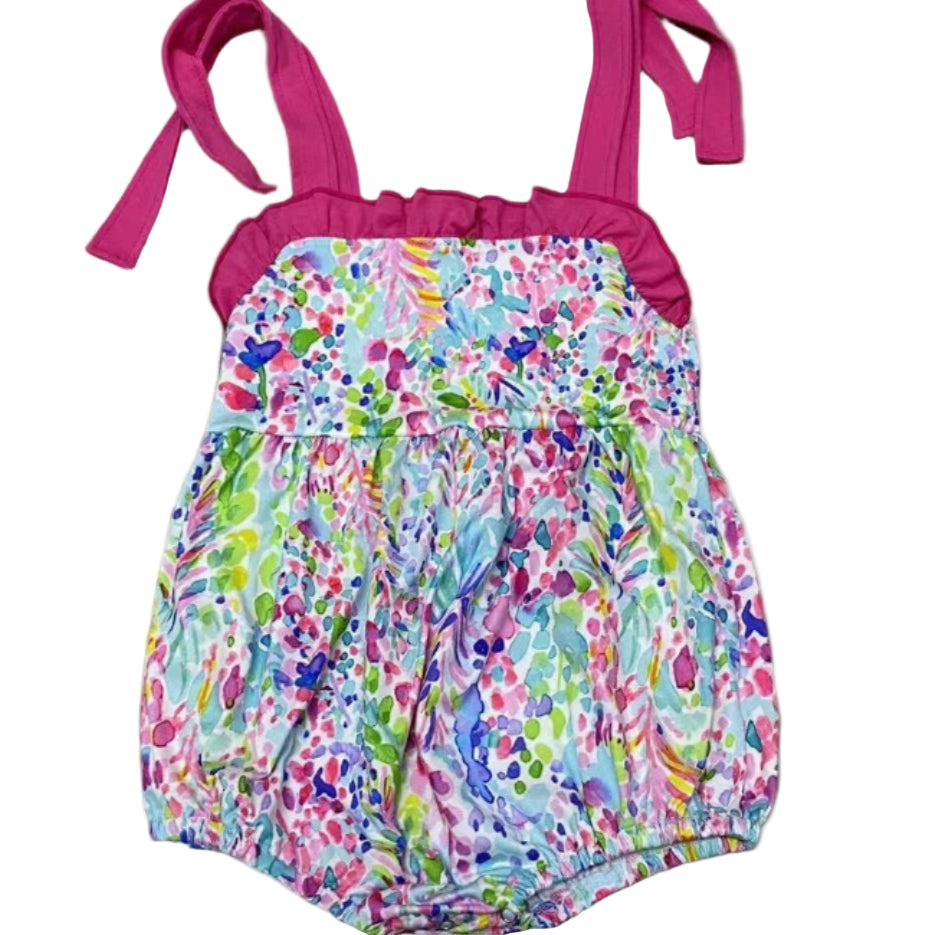 Tropical Wave Watercolor Bubble With Shoulder Strap Tie