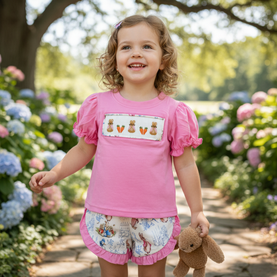 STORY BOOK - PETER RABBIT - HAND SMOCKED GIRLS SET