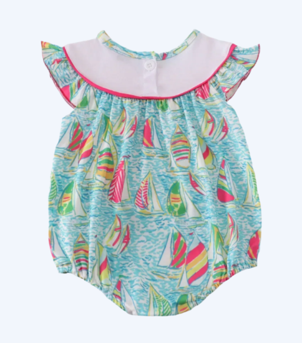 GREEN SAILBOAT LOVE I LOVE MOM EMBROIDERY GIRL BUBBLE