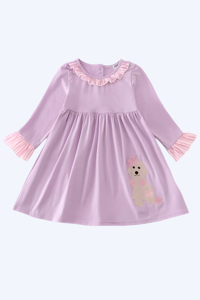 VALENTINE PUPPY EMBROIDERY DRESS