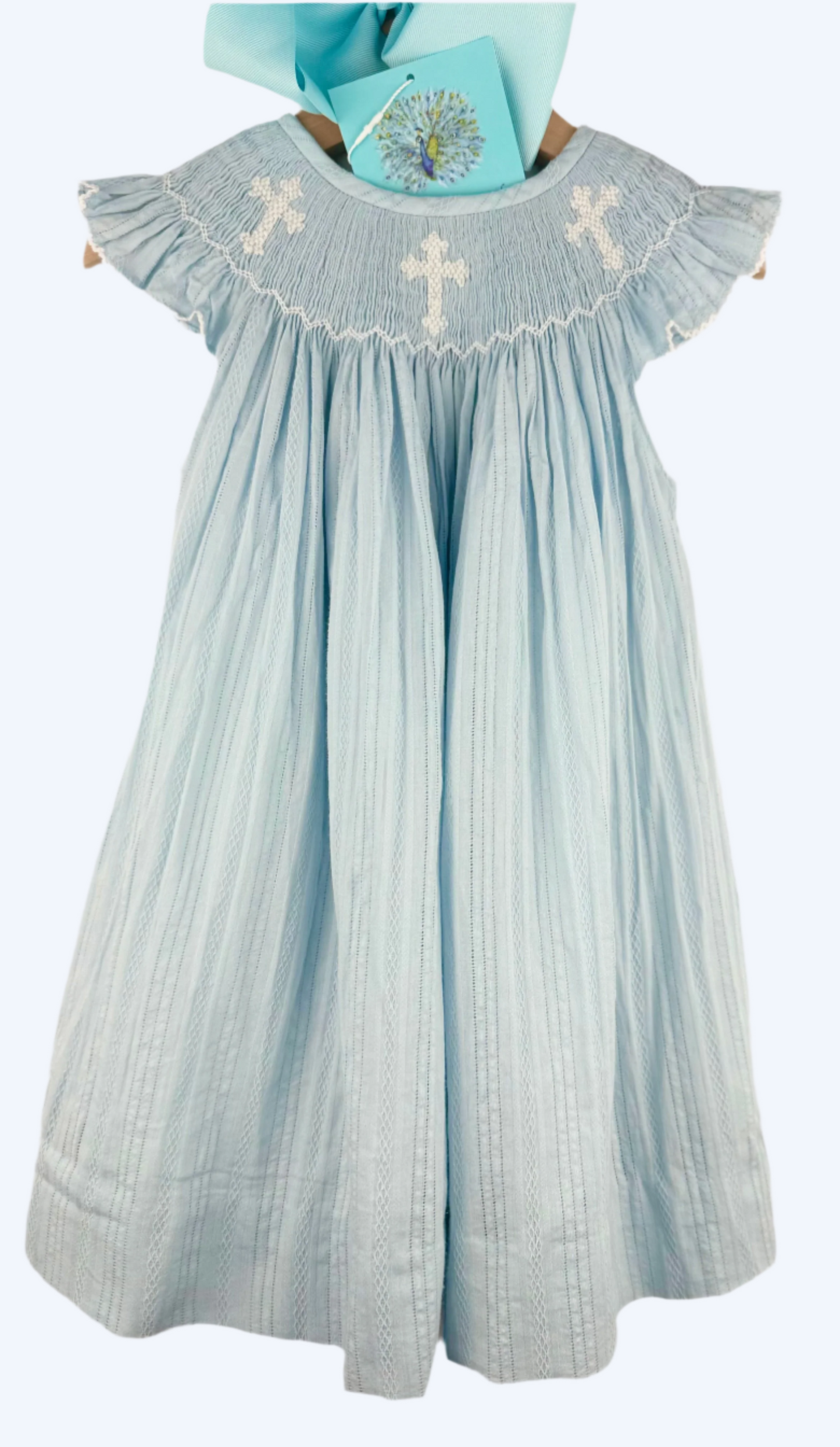 SUNDAY BEST - HANDSMOCKED LIGHT BLUE DRESS