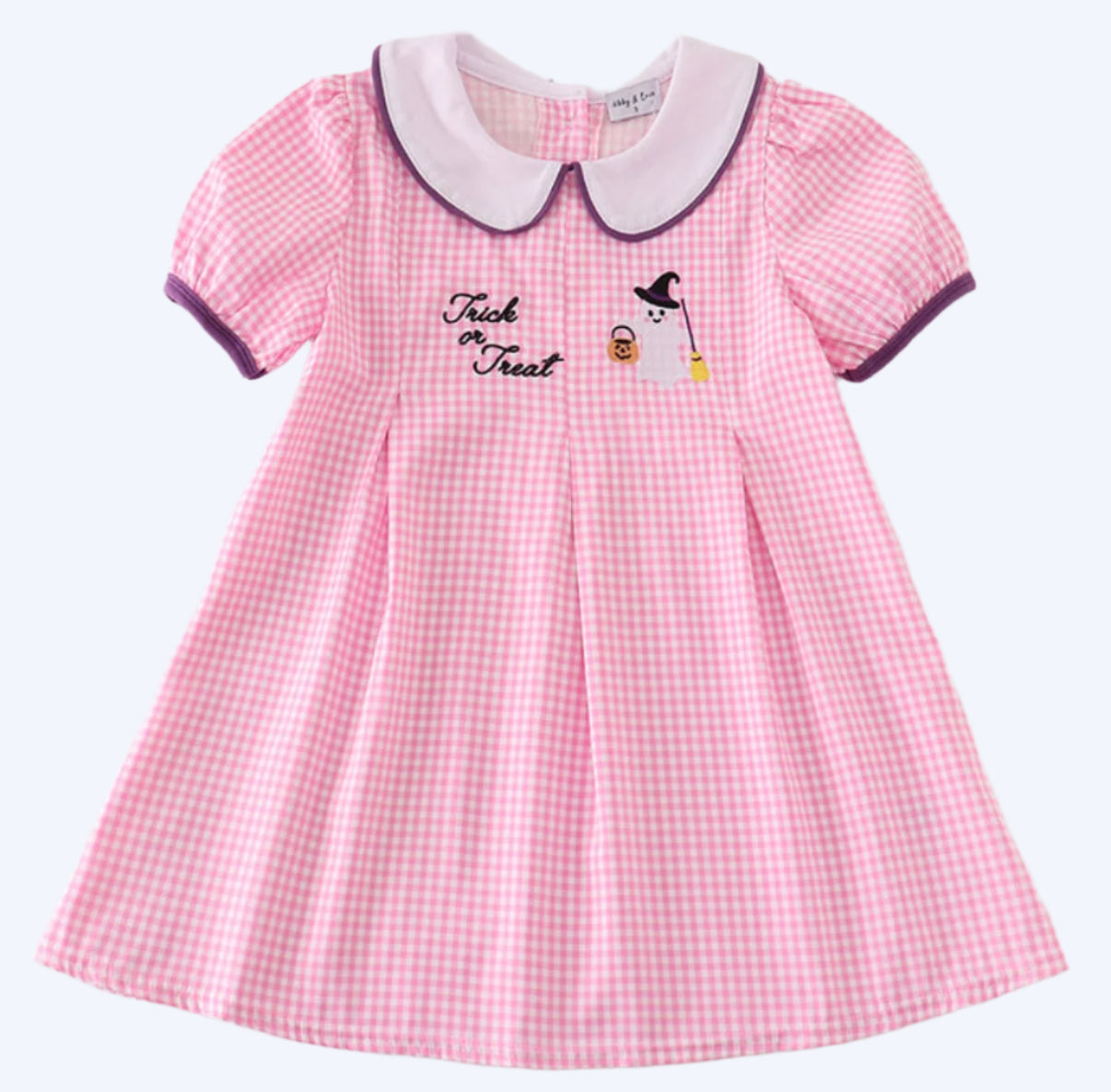 HALLOWEEN - PINK PLAID EMBROIDERY DRESS