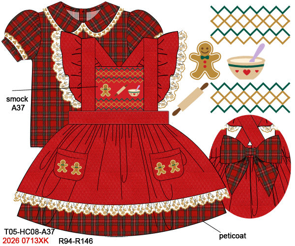 Smocked Gingerbread Christmas Pinafore Set
