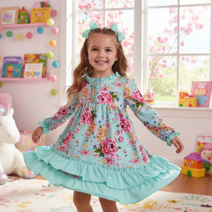 TEAL FLORAL NIGHTGOWN