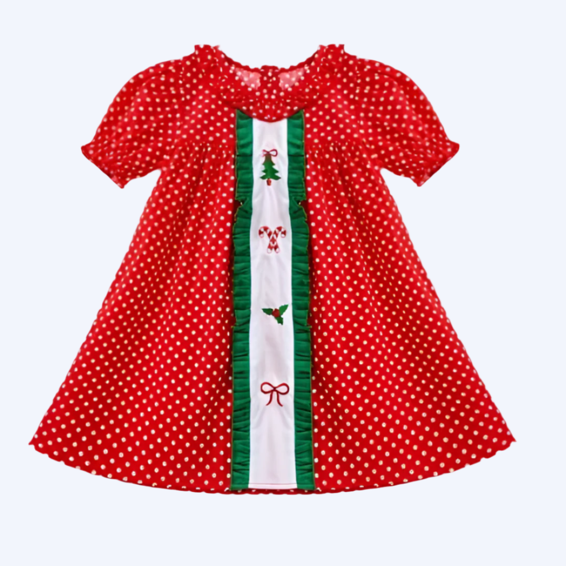 CHRISTMAS RED DRESS POLKA DOT - EMBROIDERY