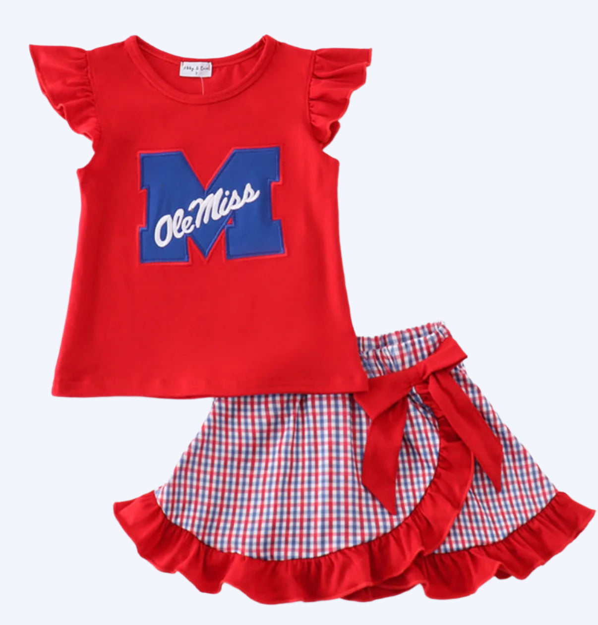 RED OLE MISS EMBROIDERY GIRL SKORT SET