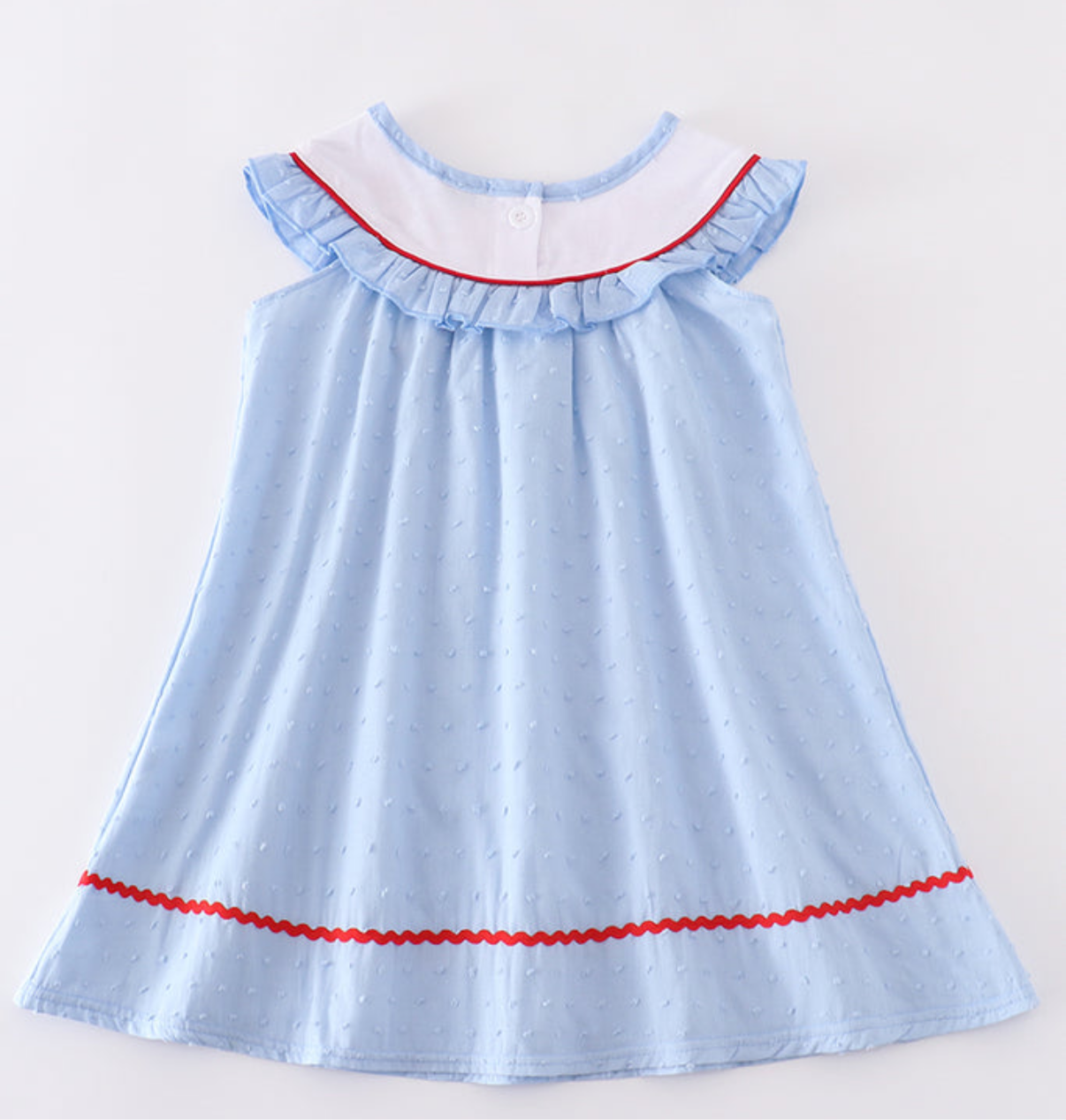 Patriotic Blue swiss dot flag embroidery dress