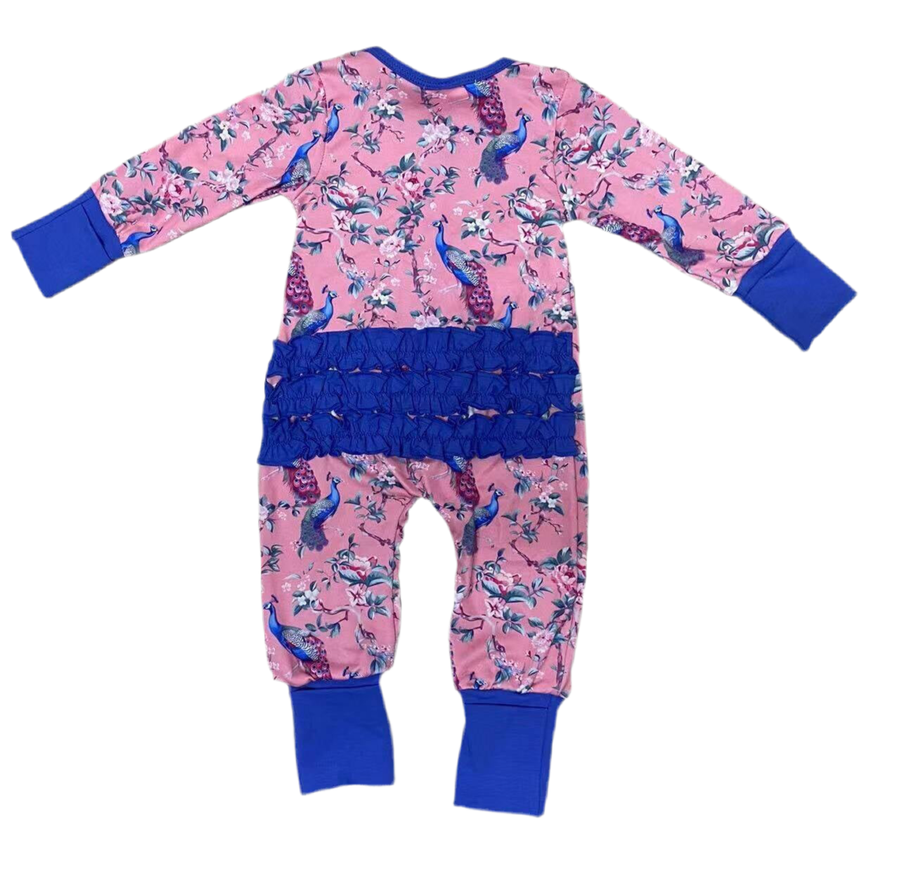 GRANDMILLENNIAL PEACOCK RUFFLE BUTT SLEEPER