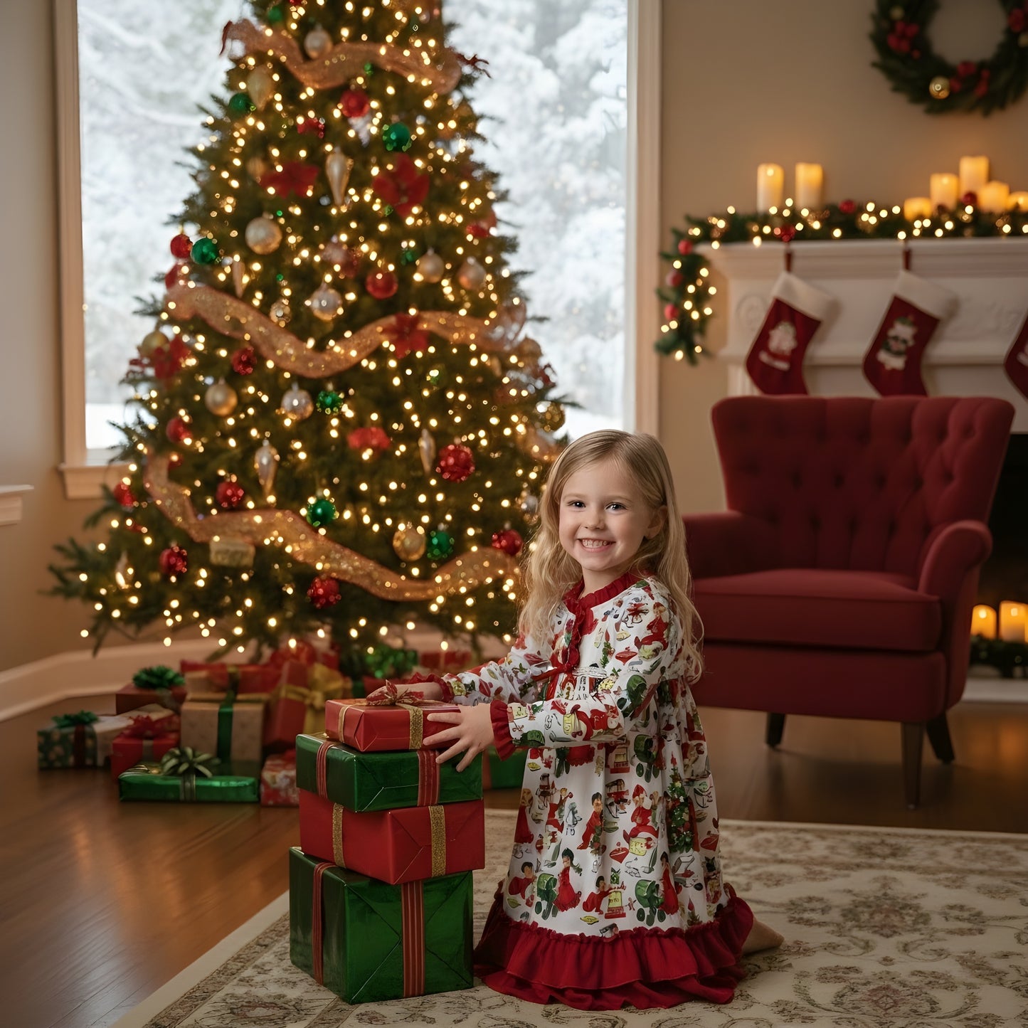 Antique Christmas Morning Child's Play Nightgown