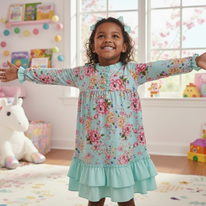 TEAL FLORAL NIGHTGOWN