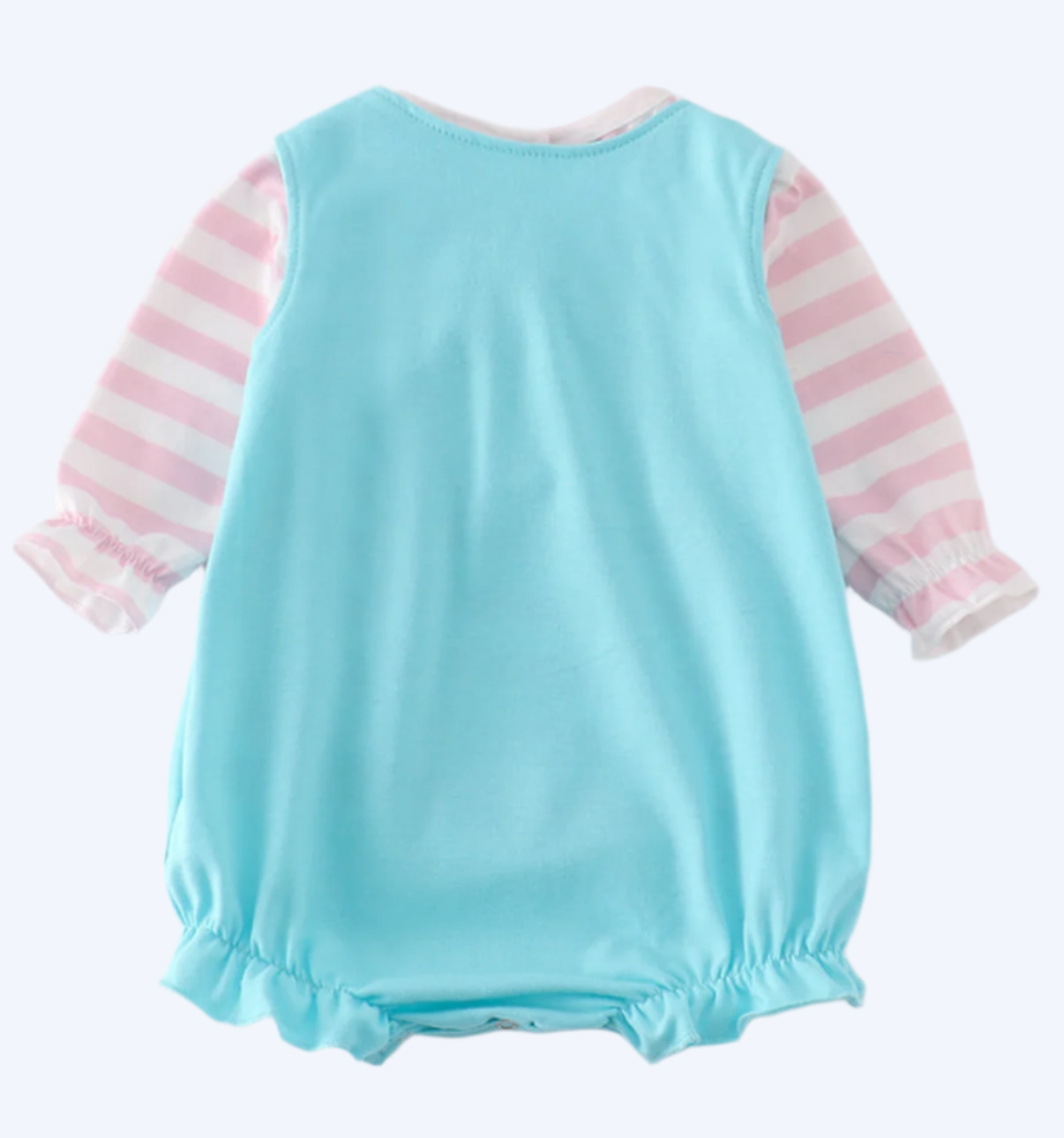 VALENTINE DINOSAUR EMBROIDERY GIRL BUBBLE AND SHIRT SET