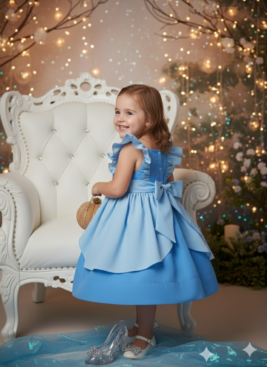 CINDERELLA SMOCKED BLUE PRINCESS CARRAIGE DRESS – A DREAM COME TRUE