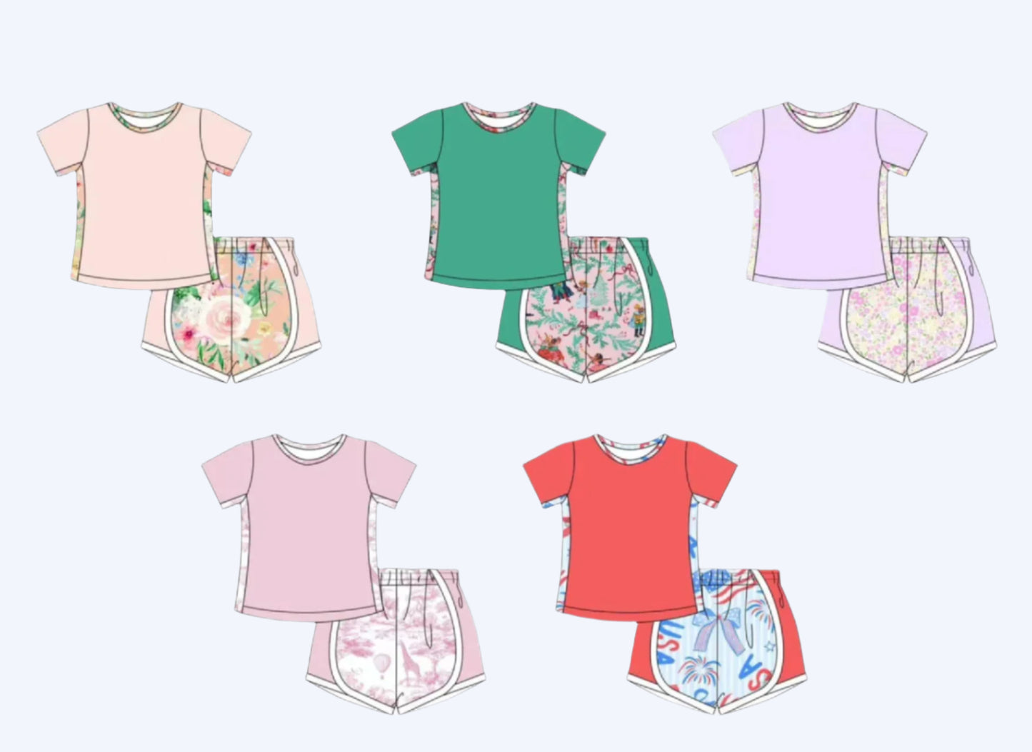 GIRLS SPORTS SHORTS SET - ANIMAL TOILE