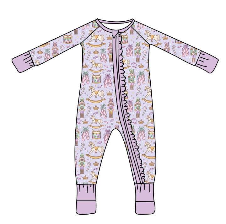 Nutcracker Ballet Ruffle Bamboo Zippy Sleeper – Lavender