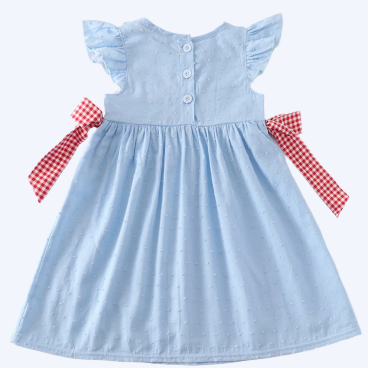 BACK TO SCHOOL SWISS DOT DRESS - EMBROIDERED