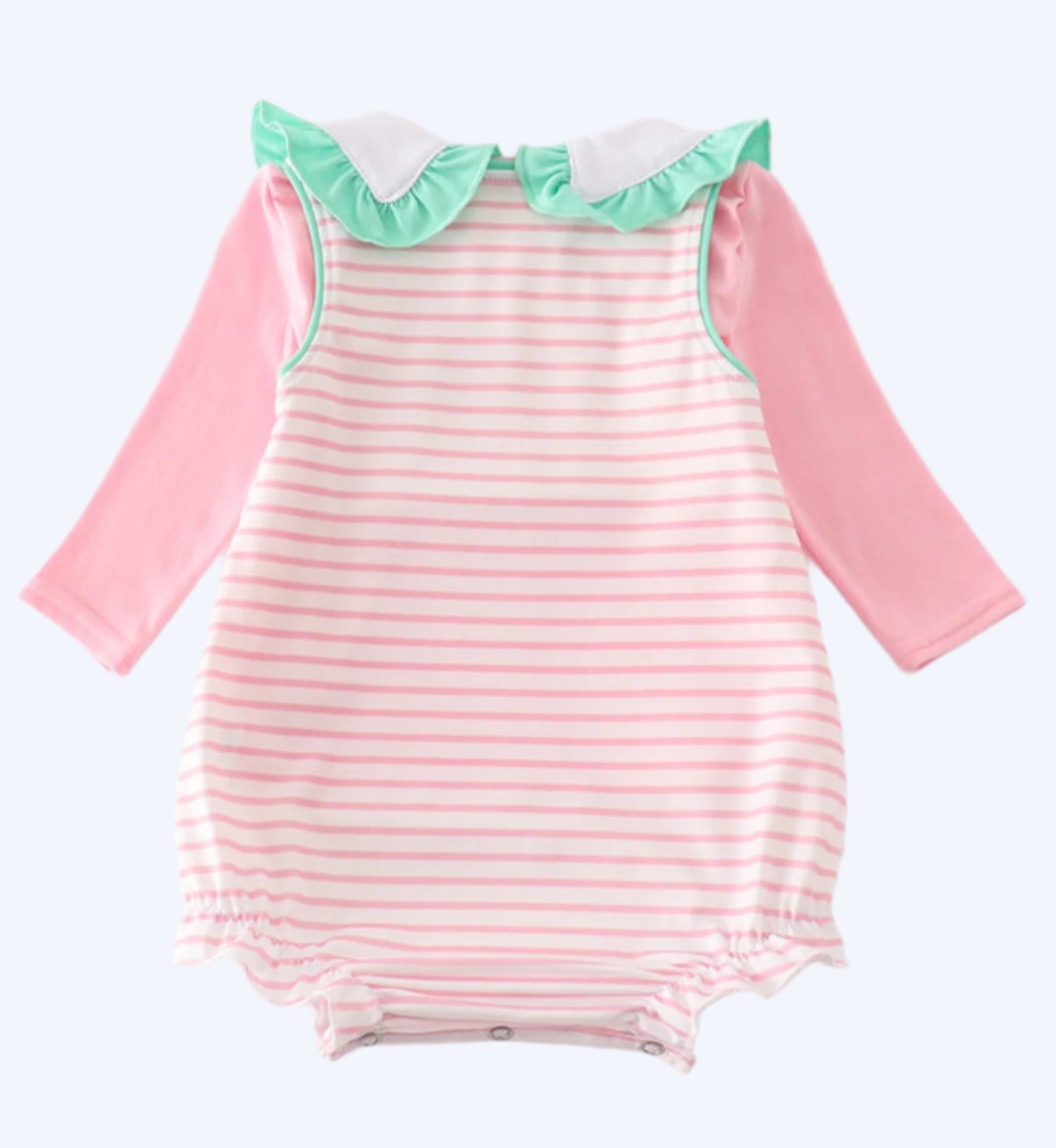 THANKSGIVING - PINK STRIPE TURKEY APPLIQUÉ 2PC GIRL BUBBLE AND SHIRT SET