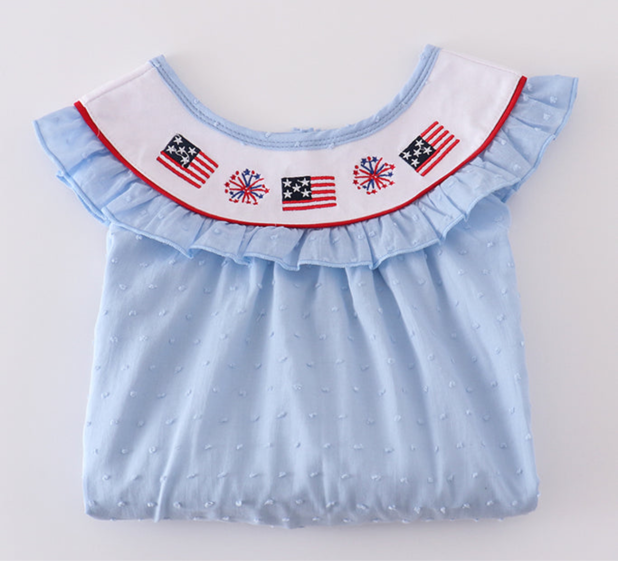 Patriotic Blue swiss dot flag embroidery dress