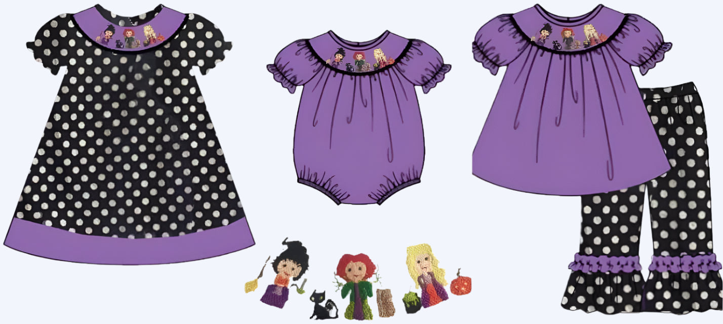 HALLOWEEN SISTERS - MACHINE SMOCKED DRESS