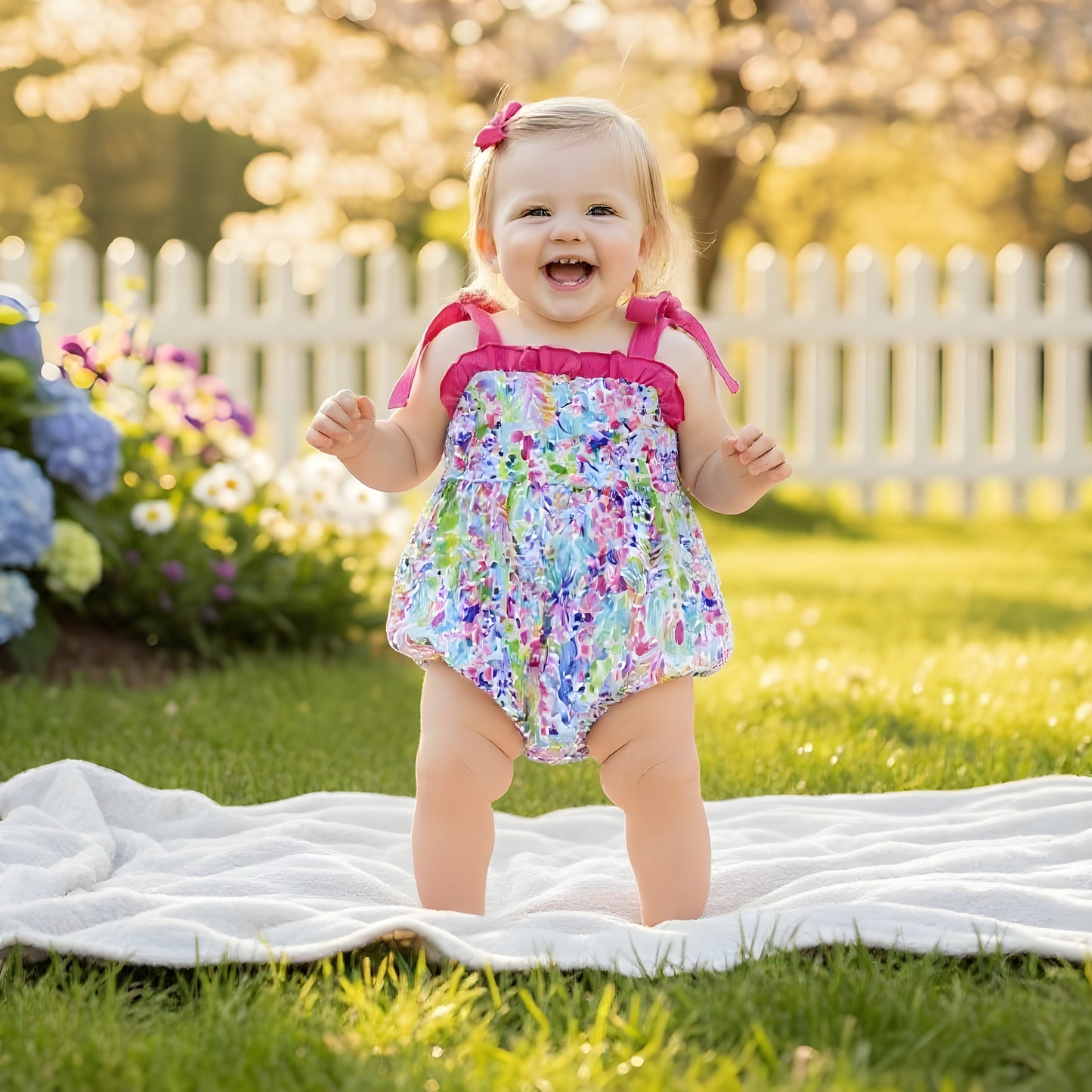 TROPICAL WAVE WATERCOLOR BUBBLE WITH SHOULDER STRAP TIE