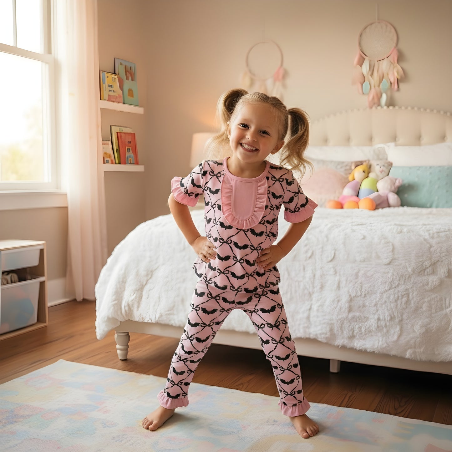 GET BATTY FOR BOWS SHORT SLEEVE PAJAMAS SET