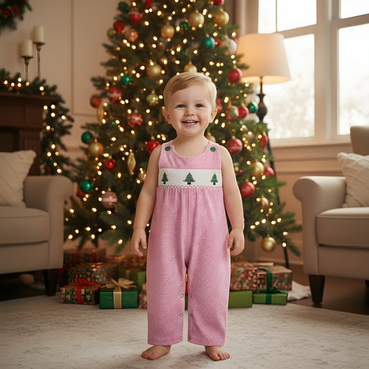 CHRISTMAS BOYS SMOCKED CHRISTMAS TREE JON JON