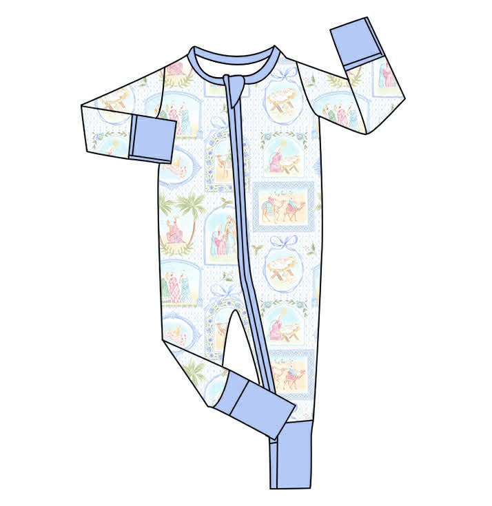 Nativity Story Two-Way Zip Bamboo Sleeper – Light Blue
