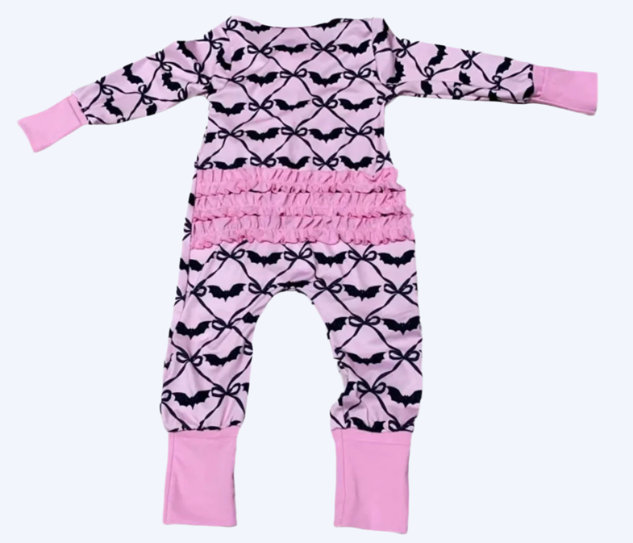 GET BATTY FOR BOWS PAJAMAS ONESIE RUFFLE BUTT SLEEPER