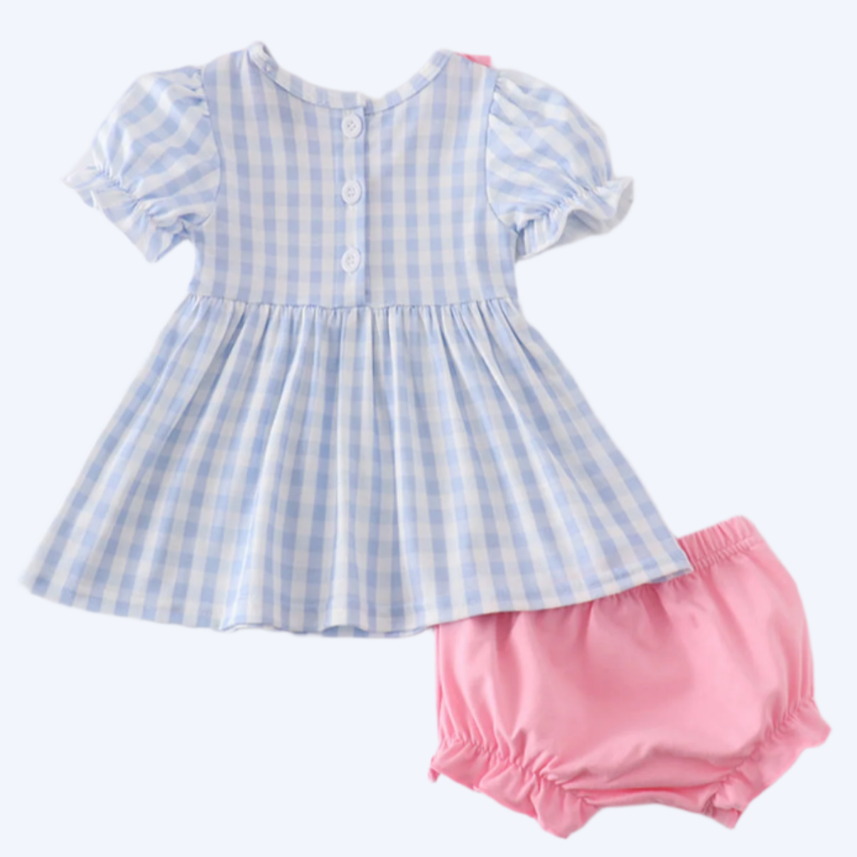 MAGICAL MOUSE - BLUE CHARACTER EMBROIDERY GINGHAM BLOOMER SET