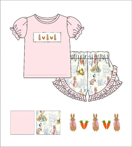 STORY BOOK - PETER RABBIT - HAND SMOCKED GIRLS SET