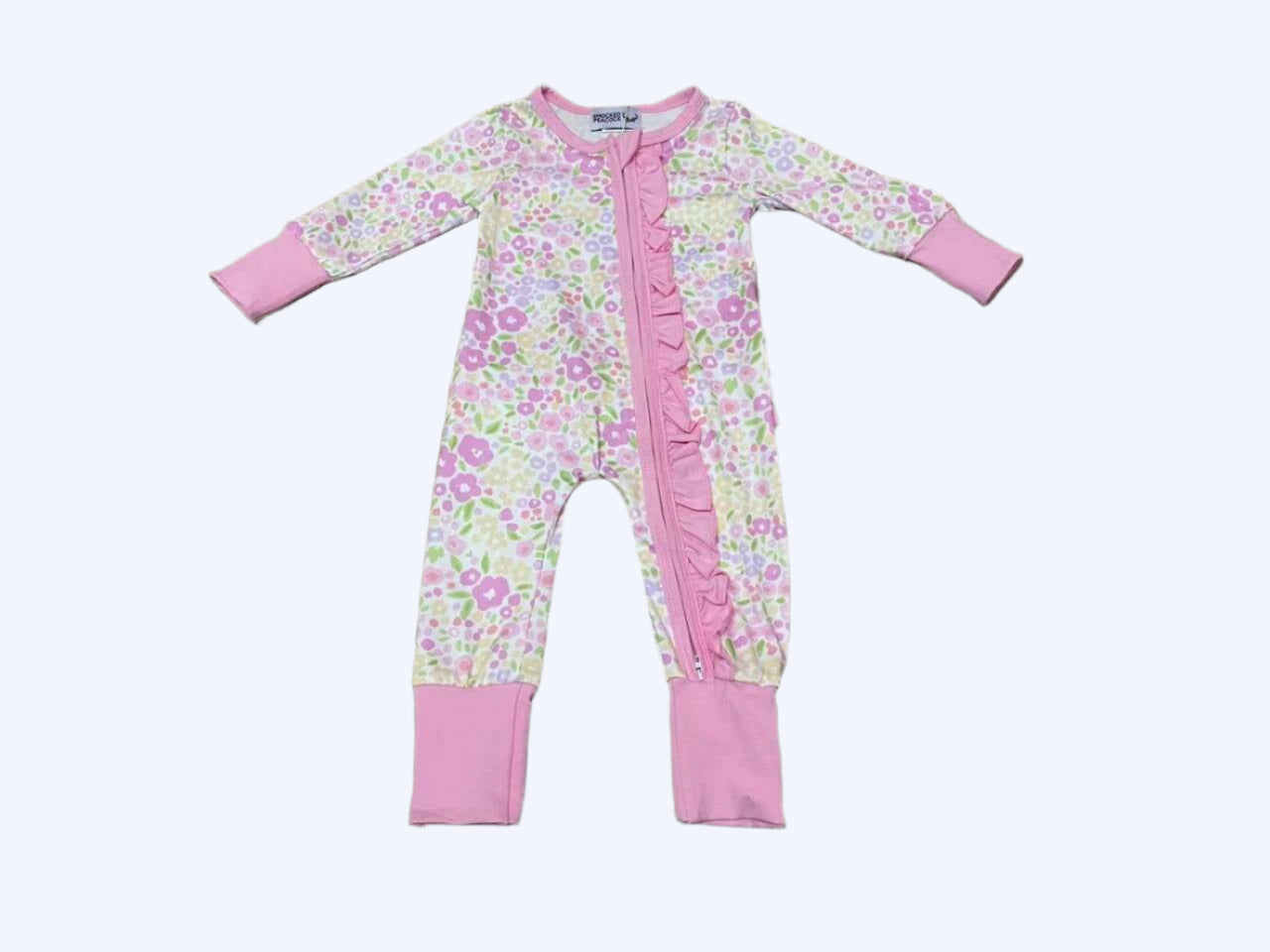 EVERLY’S FLOWERS RUFFLE BUTT FOOTIE SLEEPER