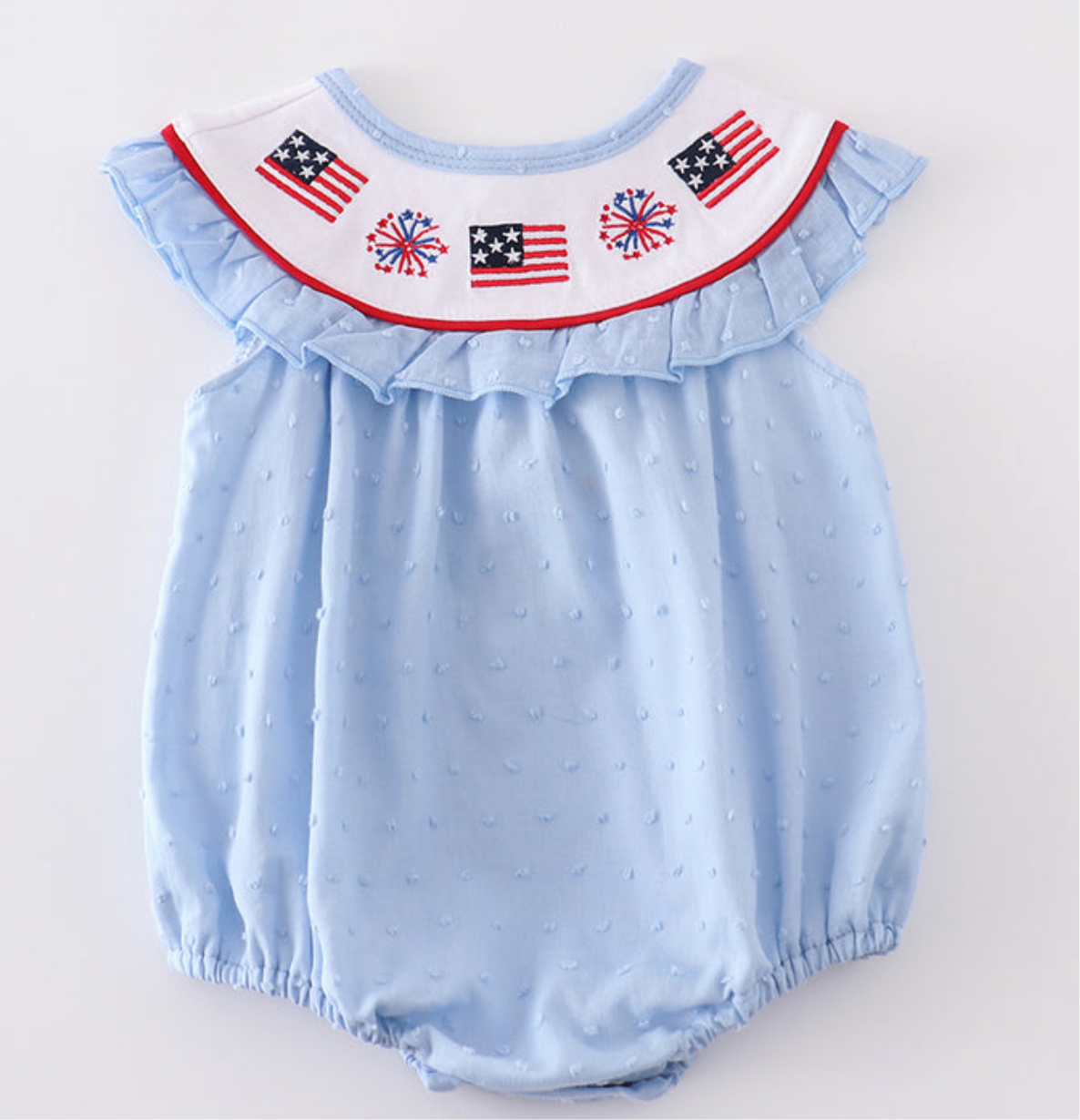 Patriotic Blue swiss dot flag embroidery dress