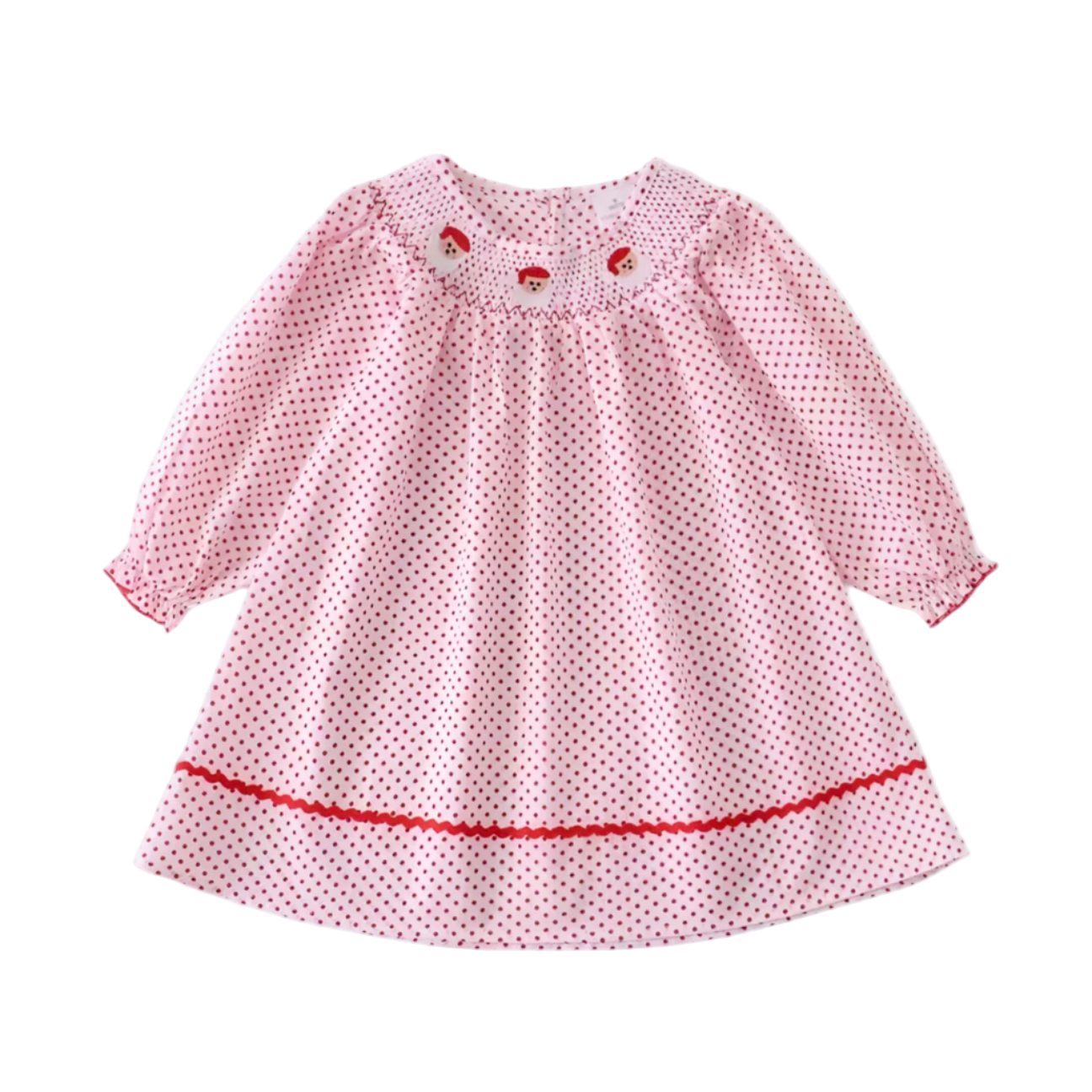 Christmas - Machine Smocked Santa Dress Polka Dot