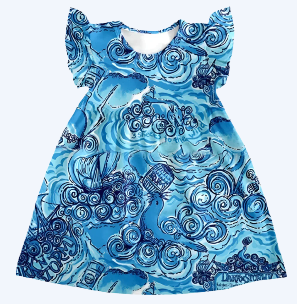 WATERCOLOR OCEAN WAVE STORMY DRESS