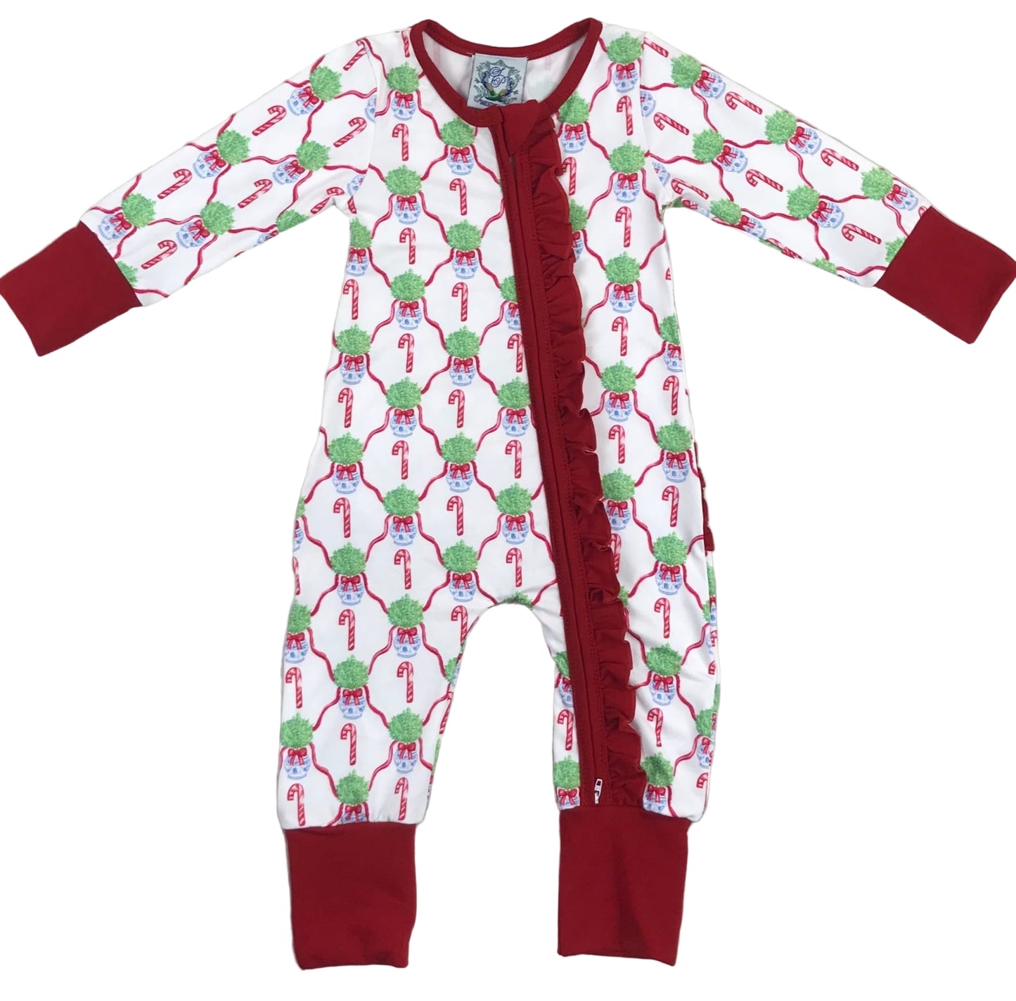 Christmas White Candy Cane Long Sleeve Zippy