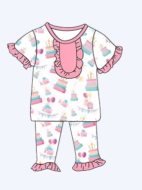 BIRTHDAY CAKE DREAMS COLLECTION SHORT SLEEVE PAJAMA PANTS SET