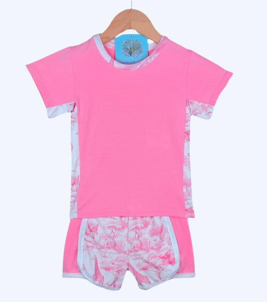 GIRLS SPORTS SHORTS SET - ANIMAL TOILE