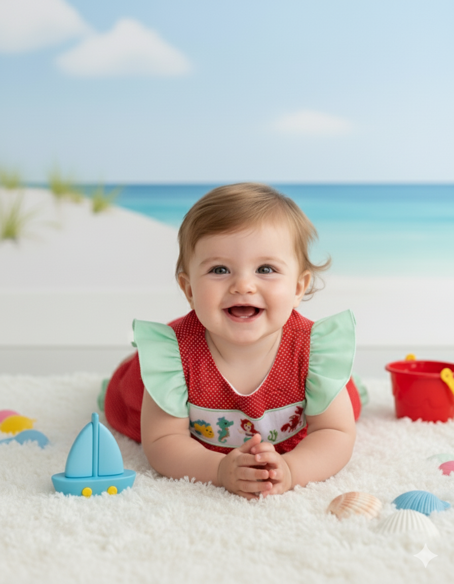 MAGICAL LITTLE MERMAID - HAND SMOCKED GIRLS BUBBLE