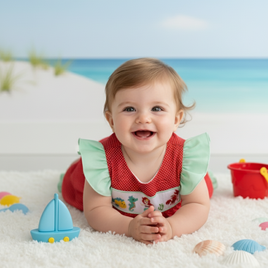 MAGICAL LITTLE MERMAID - HAND SMOCKED GIRLS BUBBLE