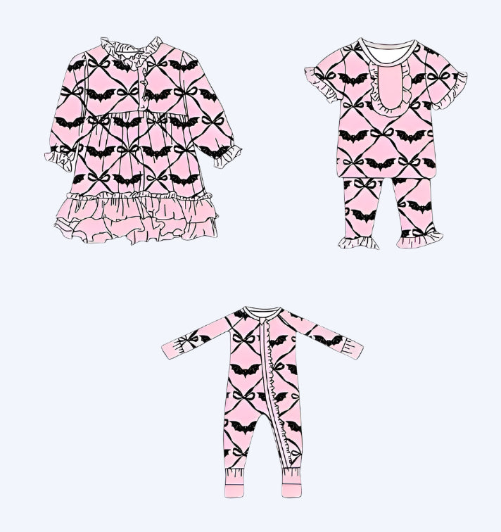 GET BATTY FOR BOWS PAJAMAS ONESIE RUFFLE BUTT SLEEPER