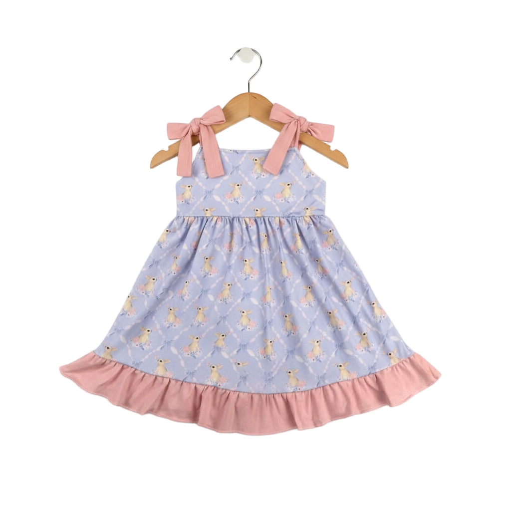 Grandmillennial Easter Bunny And Bows Girl Dress
