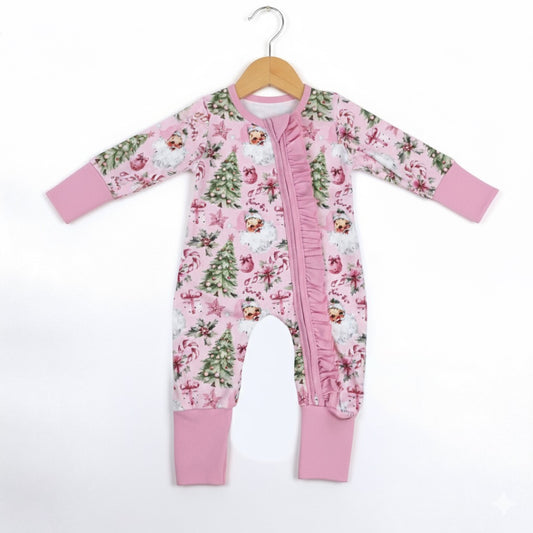 Vintage Pink Santa With Christmas Tree Holiday Gift Box Zippy