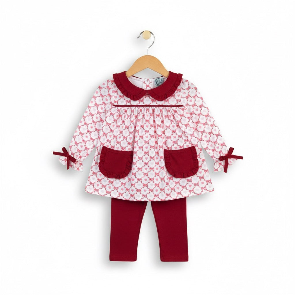 Grandmillennial Valentines Hearts & Bows Pants Set