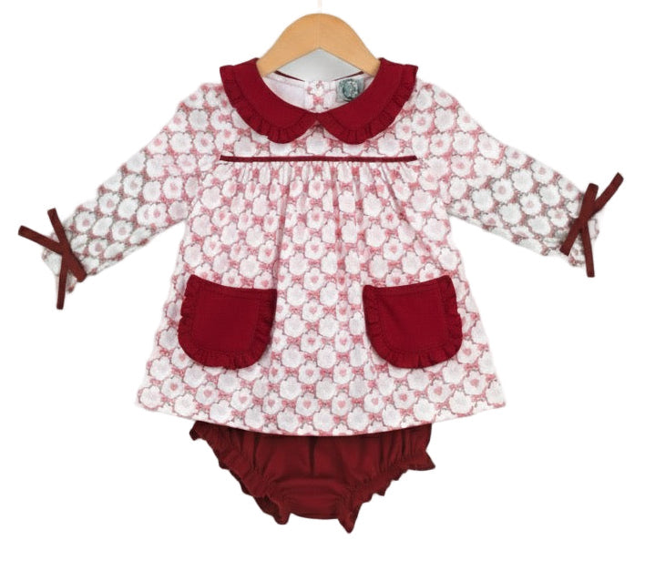 Grandmillennial Valentines Hearts & Bows Bloomer Set