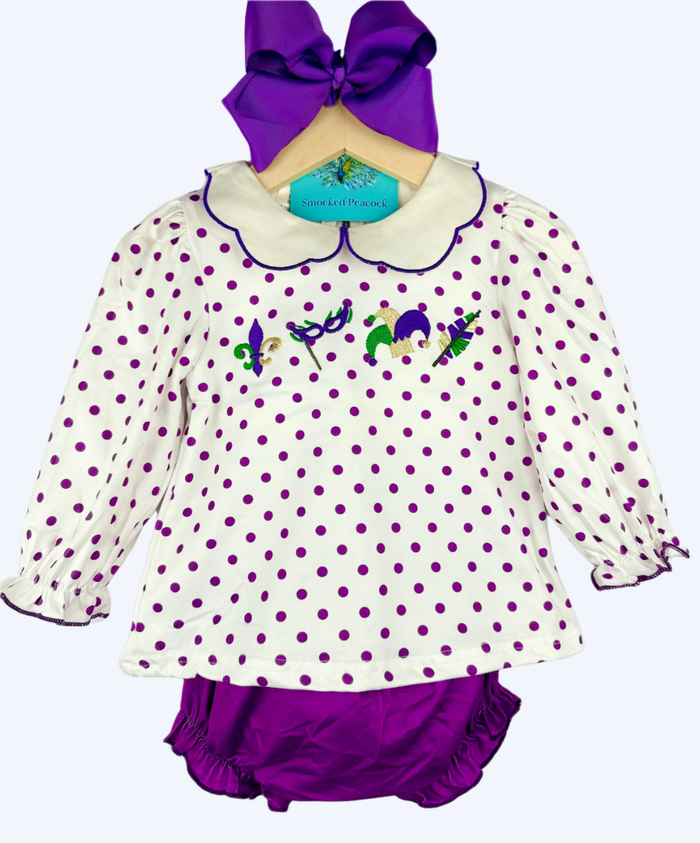 MARDI GRAS EMBROIDERY DIAPER SET