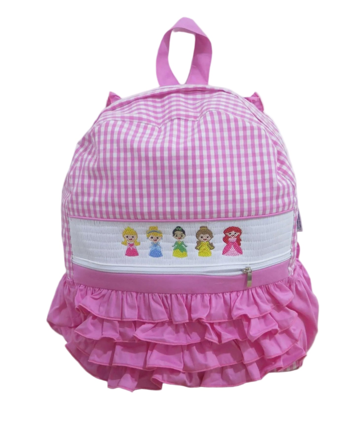 SMOCKED PRINCESS PINK GINGHAM BACKPACK FULL SIZE