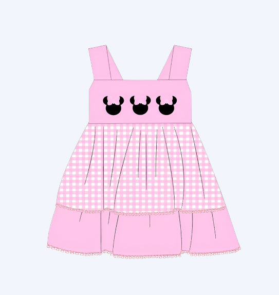 PINK BOW MOUSE FRENCH KNOT DRESS