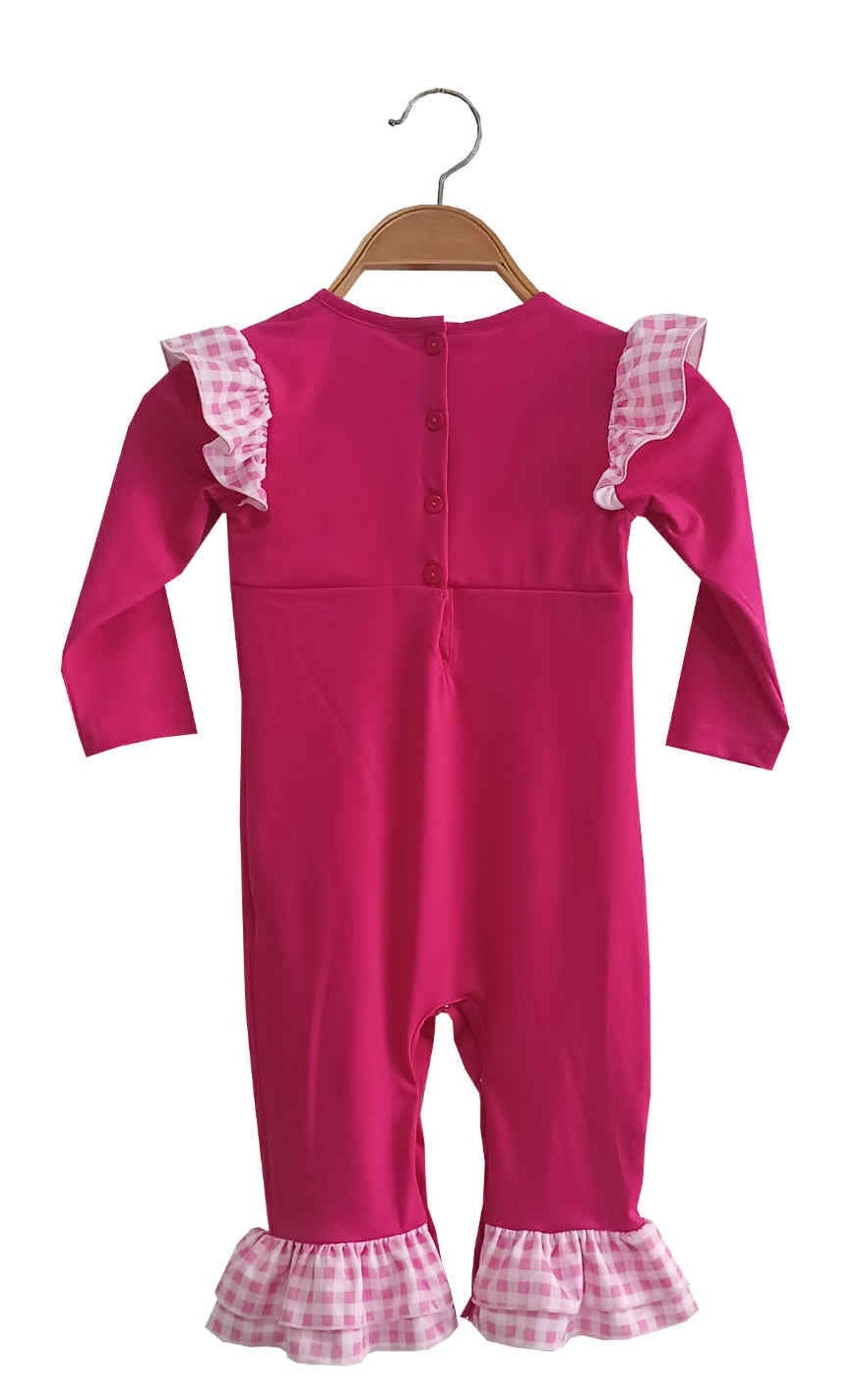 PINK PRINCESS SMOCKED GIRL ROMPER