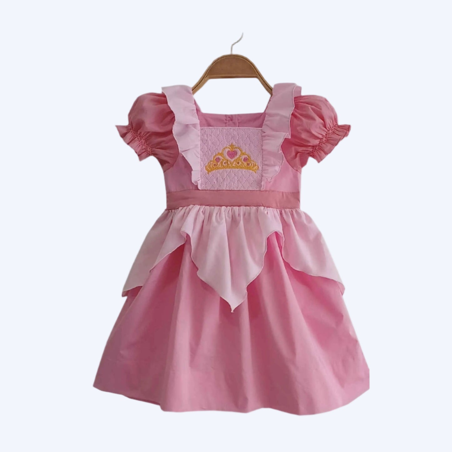 SMOCKED AURORA PINK PRINCESS TIARA DRESS
