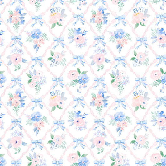 Pastel Trellis Floral Ruffle Zippy Sleeper